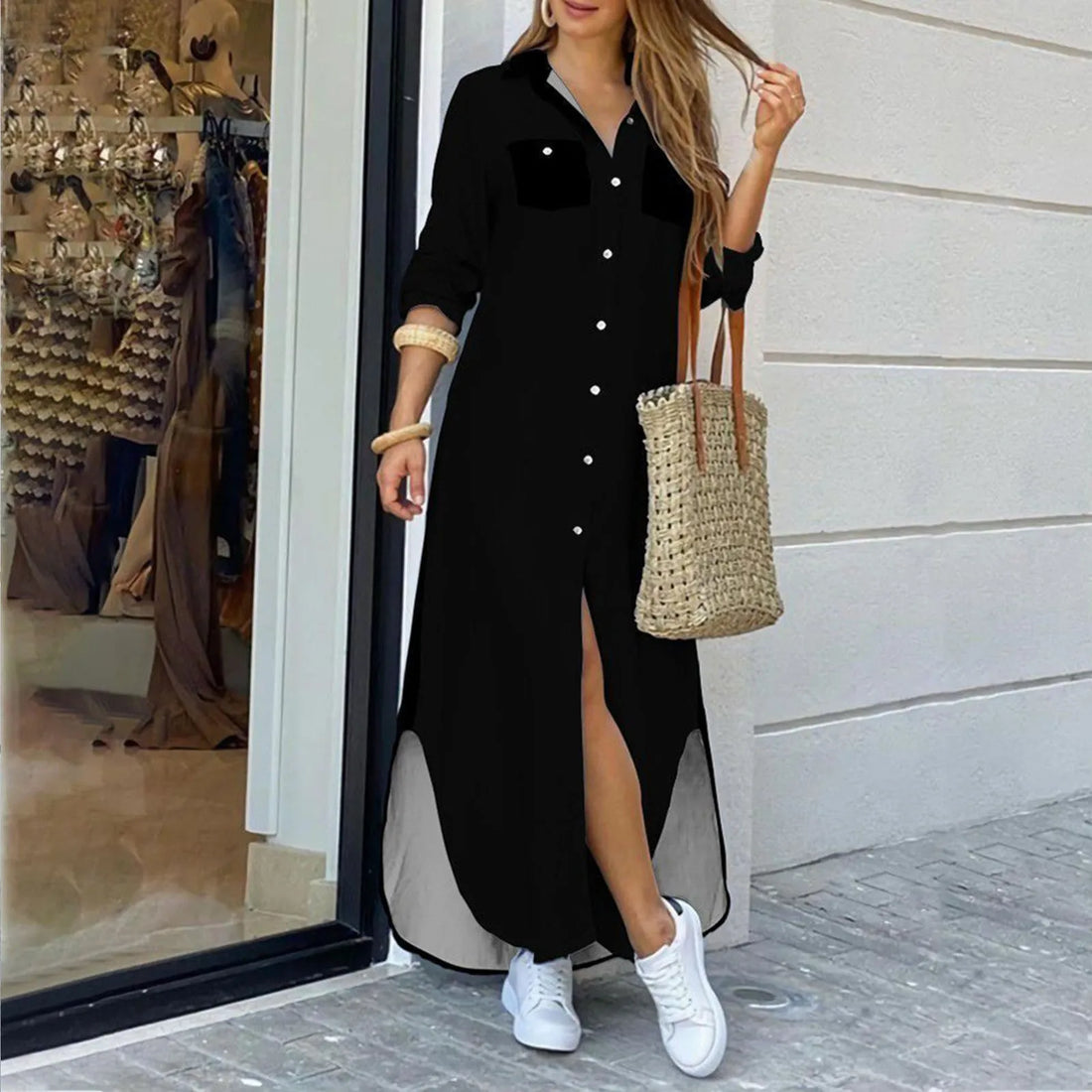 Cardigan Dress Casual Irregular Women Maxi Dress